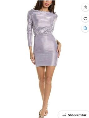 Maje Metallic Lilac Long-Sleeve Mini Dress